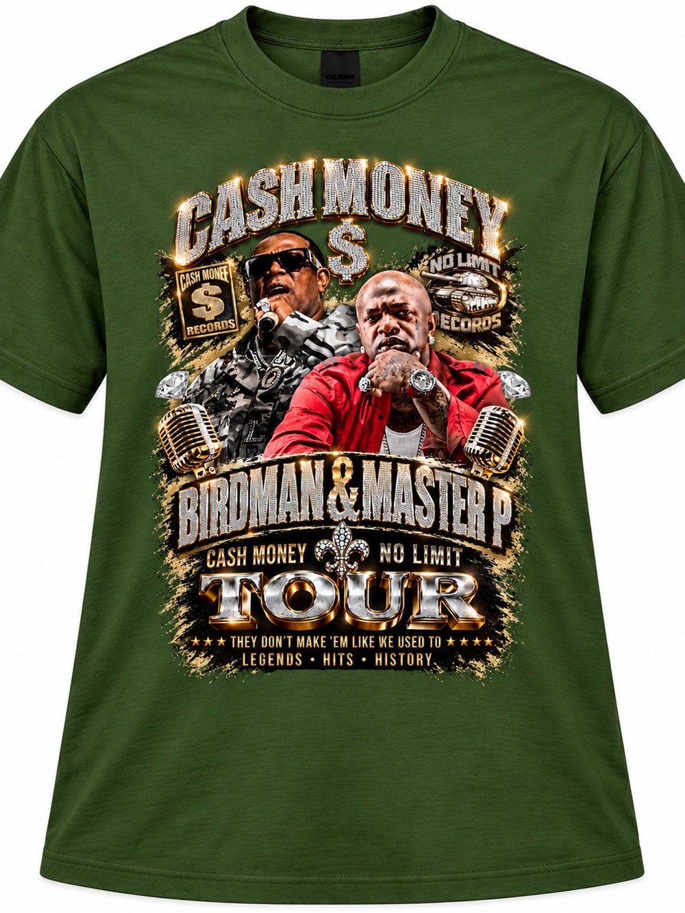 Gildan Olive Green Cash Money Tour Graphic Tee